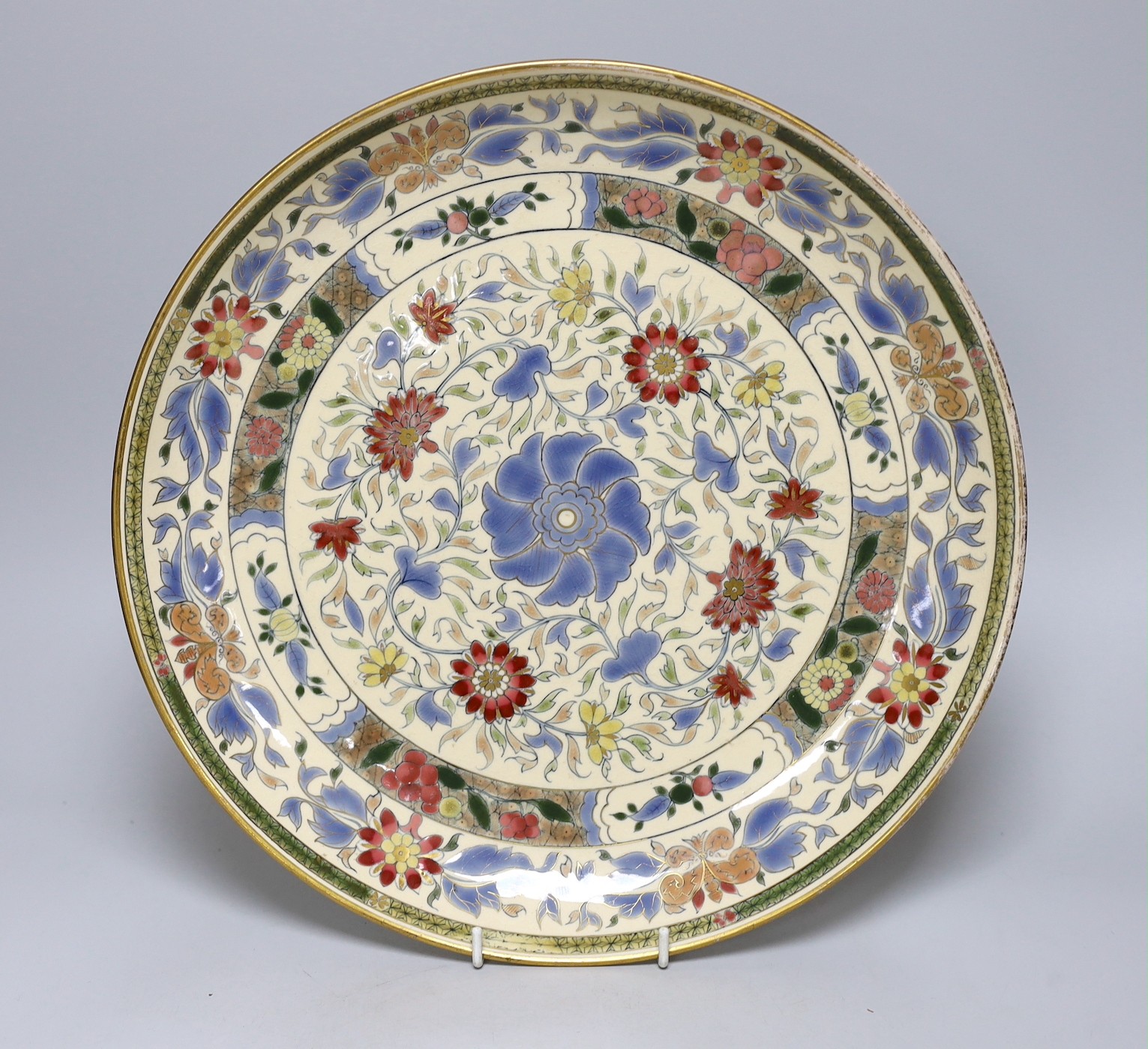 A Zsolnay circular platter, 34cms diameter